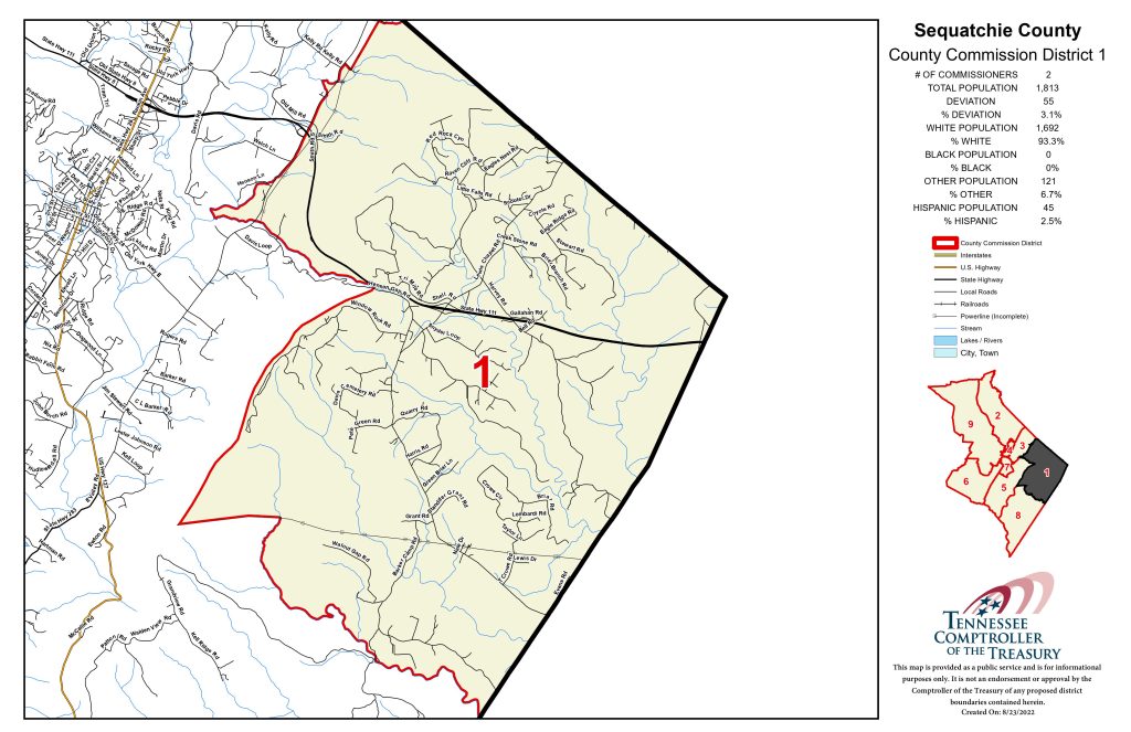 Sequatchie County Commission district map — District 1