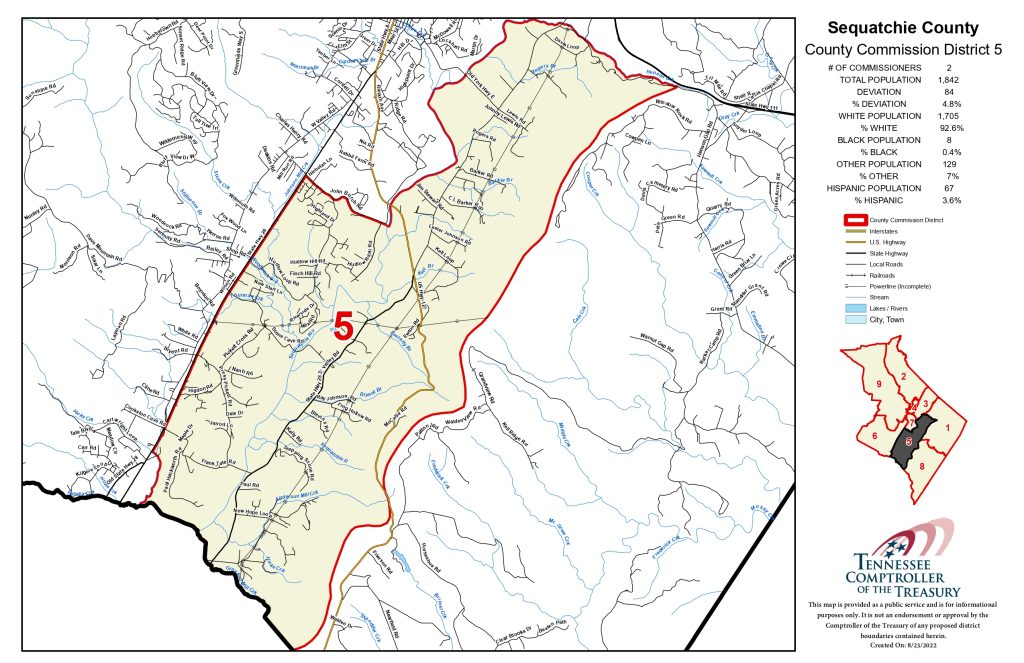 Sequatchie County Commission district map — District 5