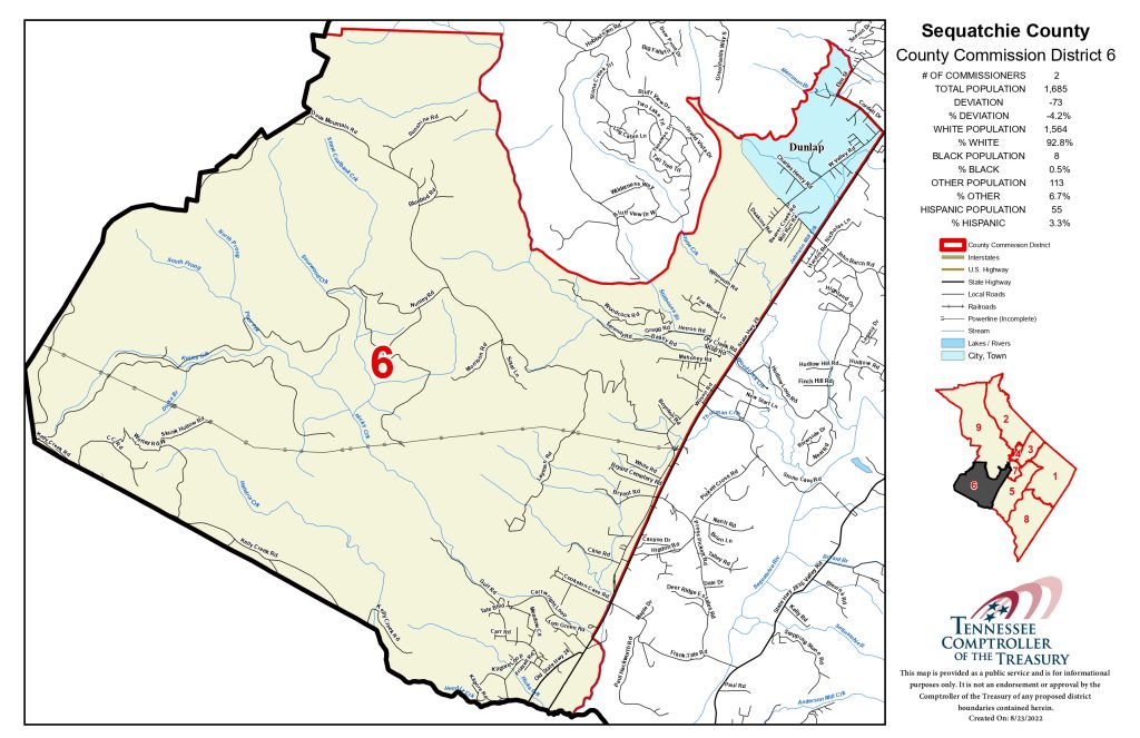 Sequatchie County Commission district map — District 6