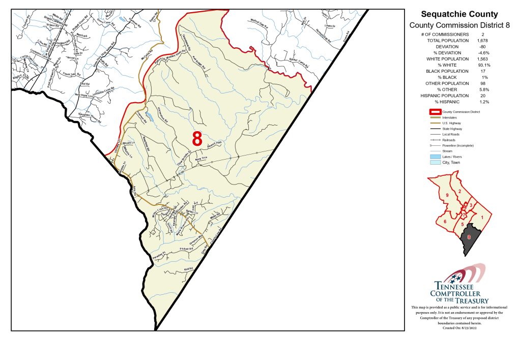 Sequatchie County Commission district map — District 8