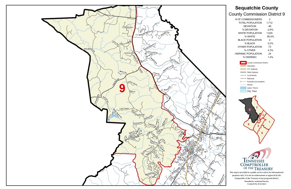 Sequatchie County Commission district map — District 9