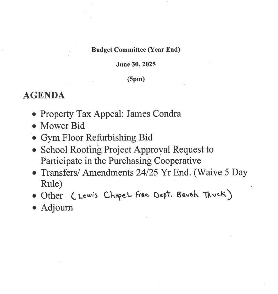 Featured image for: Budget Committee (Year End) Agenda for 06/30/25