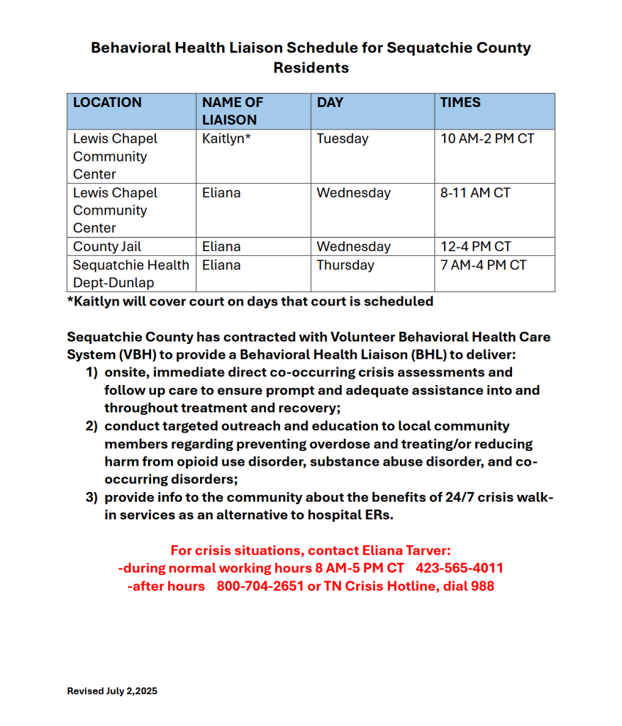 Featured image for: Behavioral Health Liaison Schedule