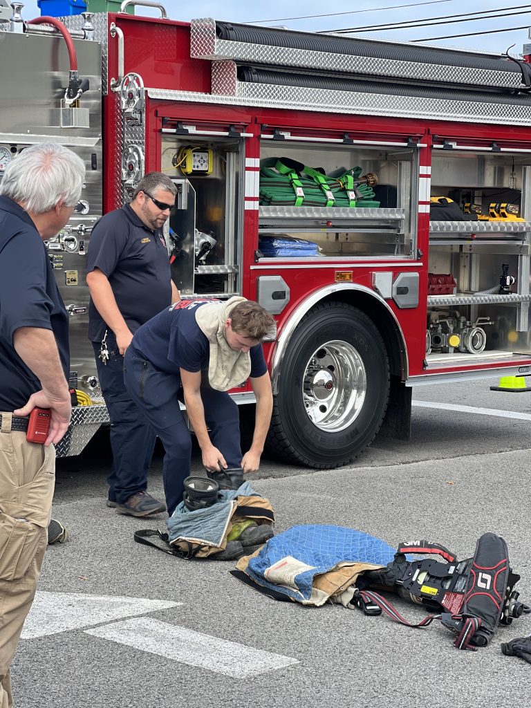Featured image for: Local Volunteer Fire Department Visits the Library to Teach about Safety.