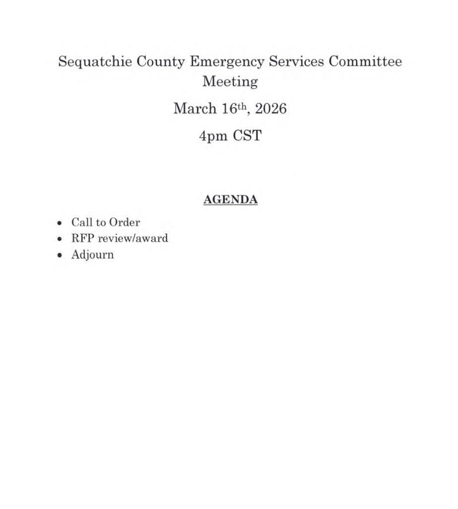 Featured image for: Sequatchie County Emergency Services Committee Meeting Agenda 03/16/26