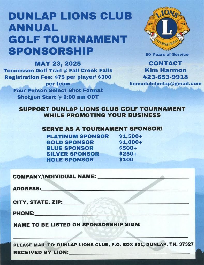 Featured image for: Dunlap Lions Club Annual Golf Tournament Sponsorship Sign Up
