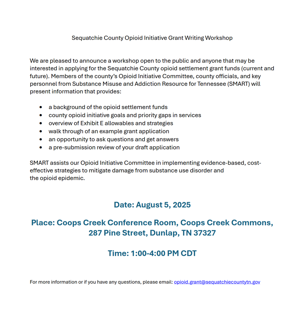Featured image for: Sequatchie County Opioid Initiative Grant Writing Workshop