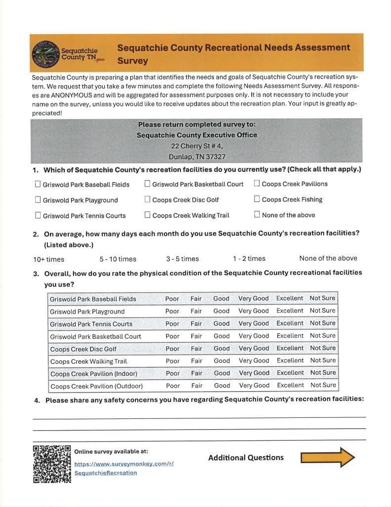 Featured image for: Sequatchie County Recreational Needs Assessment Survey