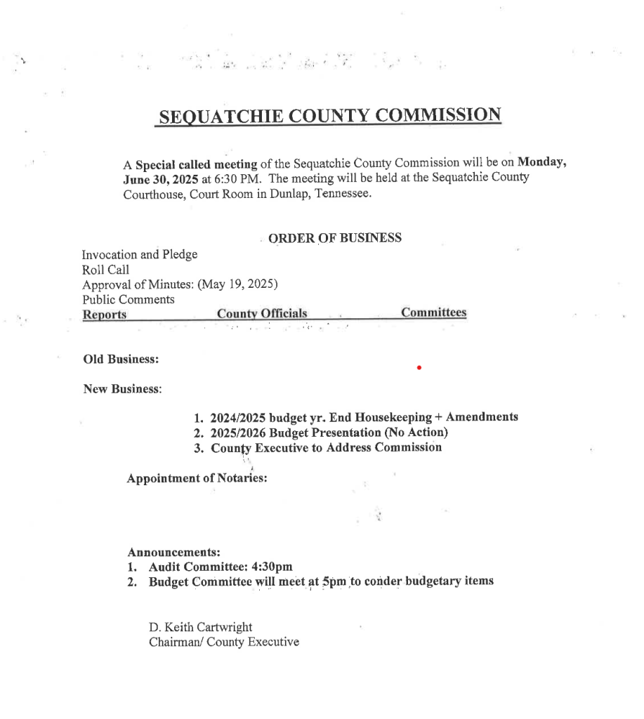 Featured image for: Special Call Commission Meeting Agenda 06/30/25