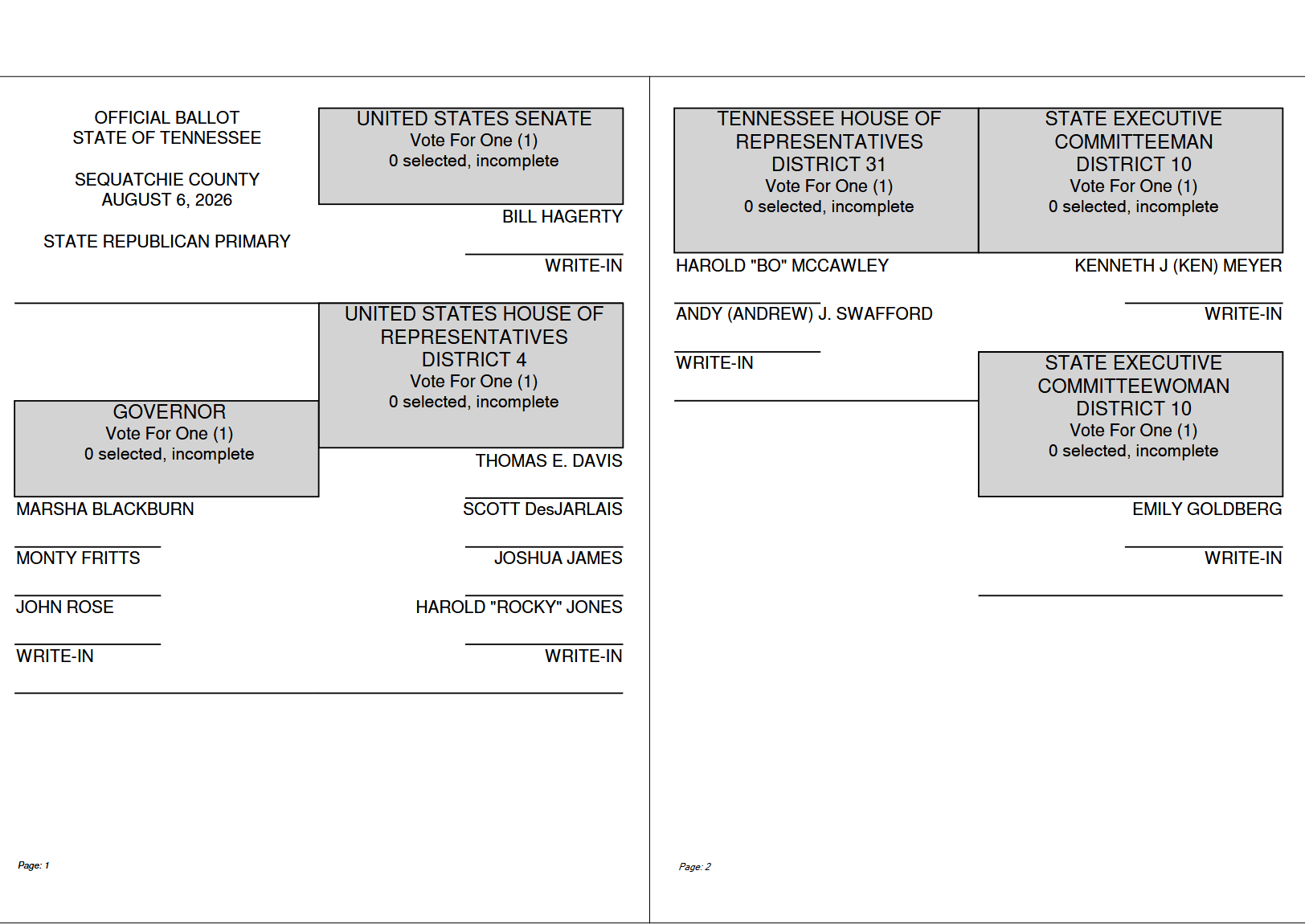 Featured image for: State and Federal, and State and County General Election Ballots